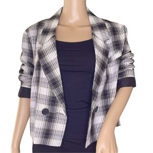 BB DAKOTA/Steve Madden   Academy of Cool Cropped Blazer Black & White Plaid  MED